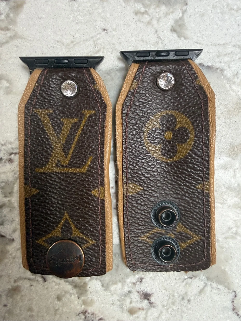 Louis Vuitton Brown & Tan Monogram Watch Band Adapters